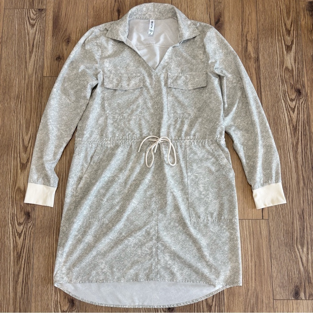 Athleta Zuma Printed Women's Shirt Dress In Viper Gray Size Small